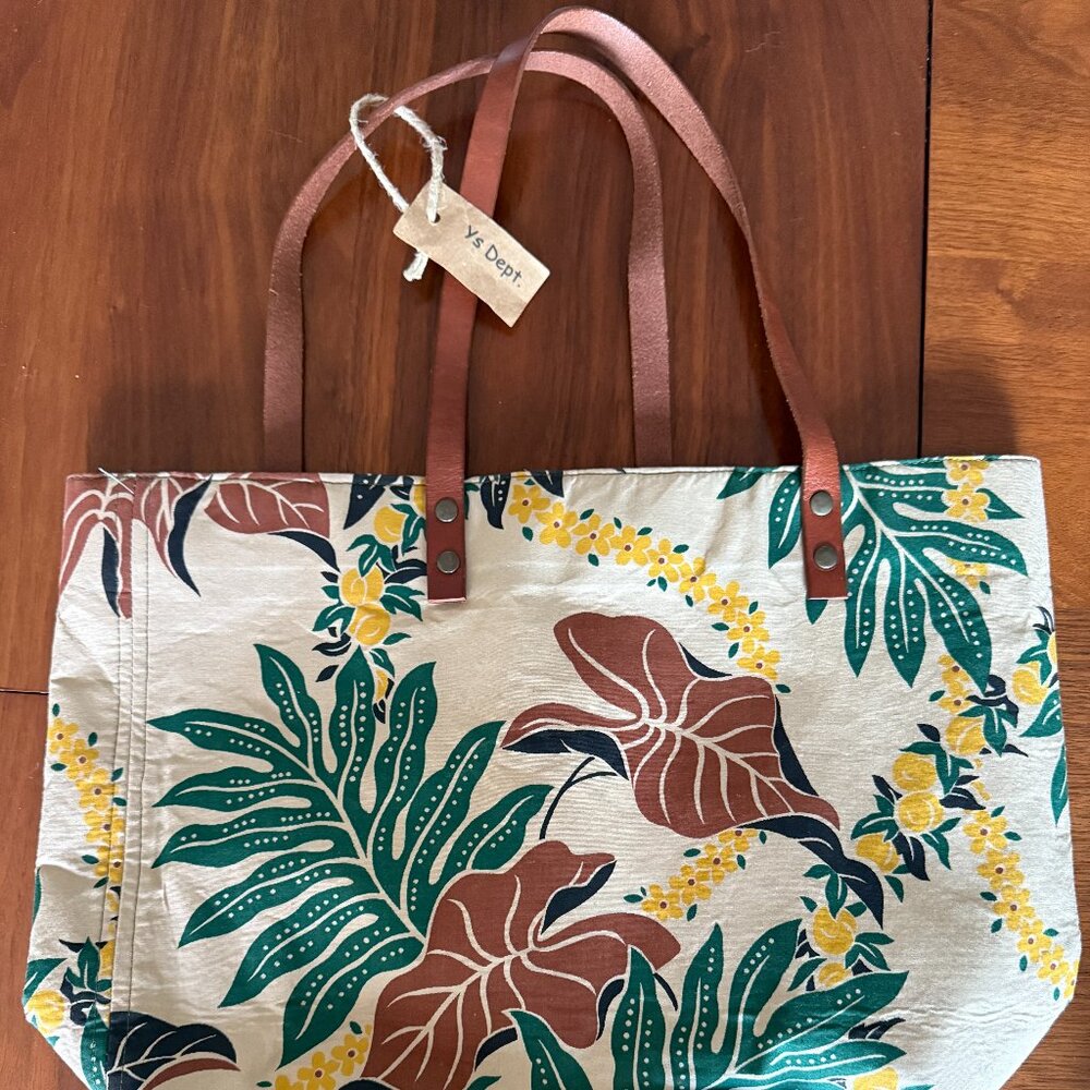 Hawaiian Tropical Print Canvas Tote Handbag Purse NWT - Ys Dept Honolulu